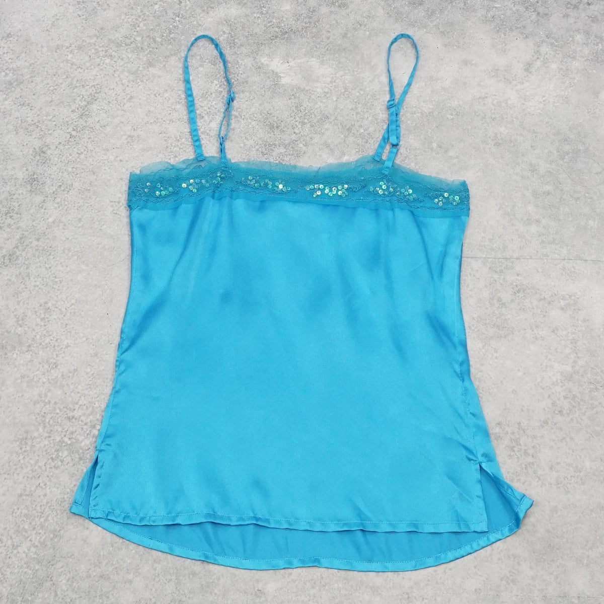 2000s Sequin Embroidered Satin Cami Top