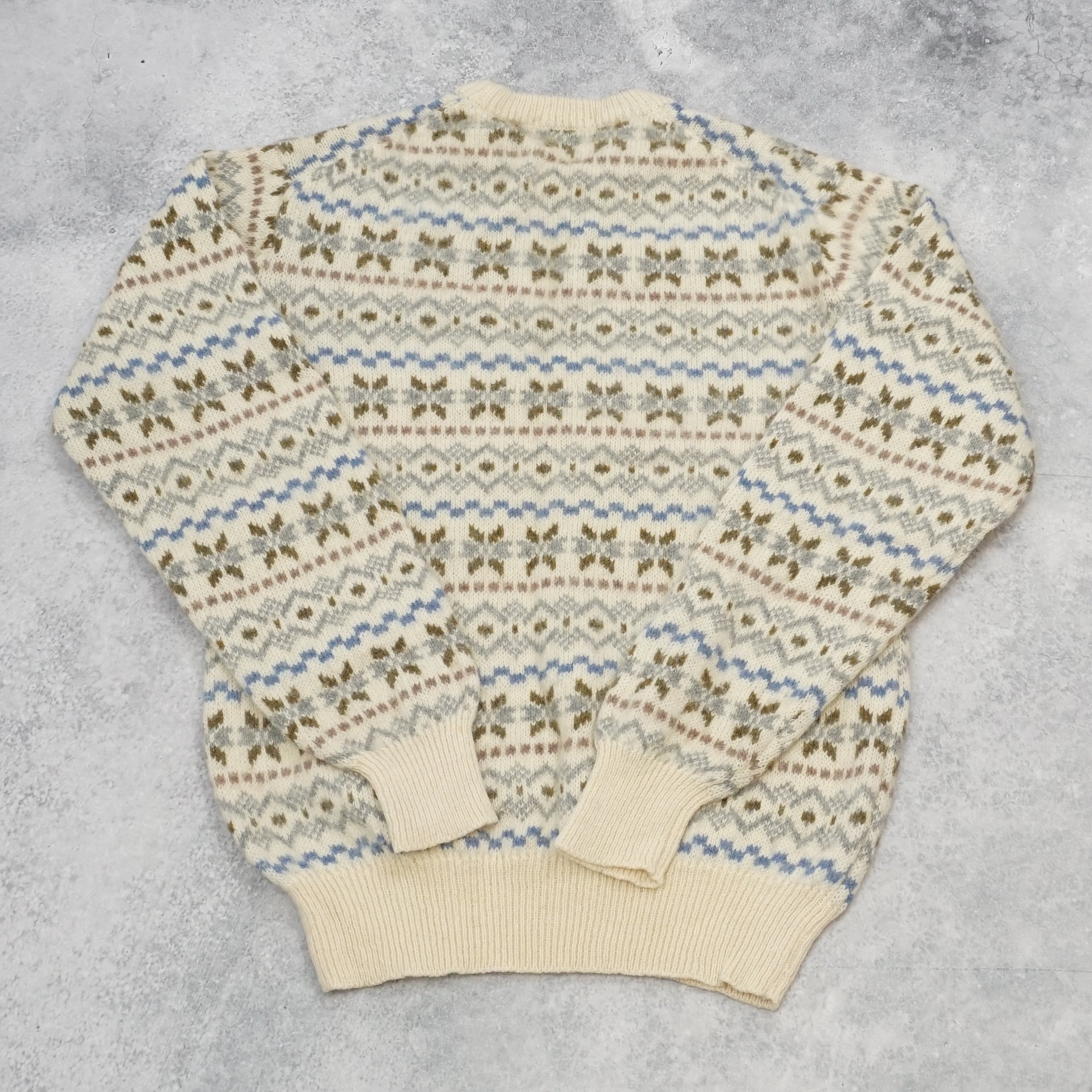 80s British Piper Fair Isle Patterned Sweater