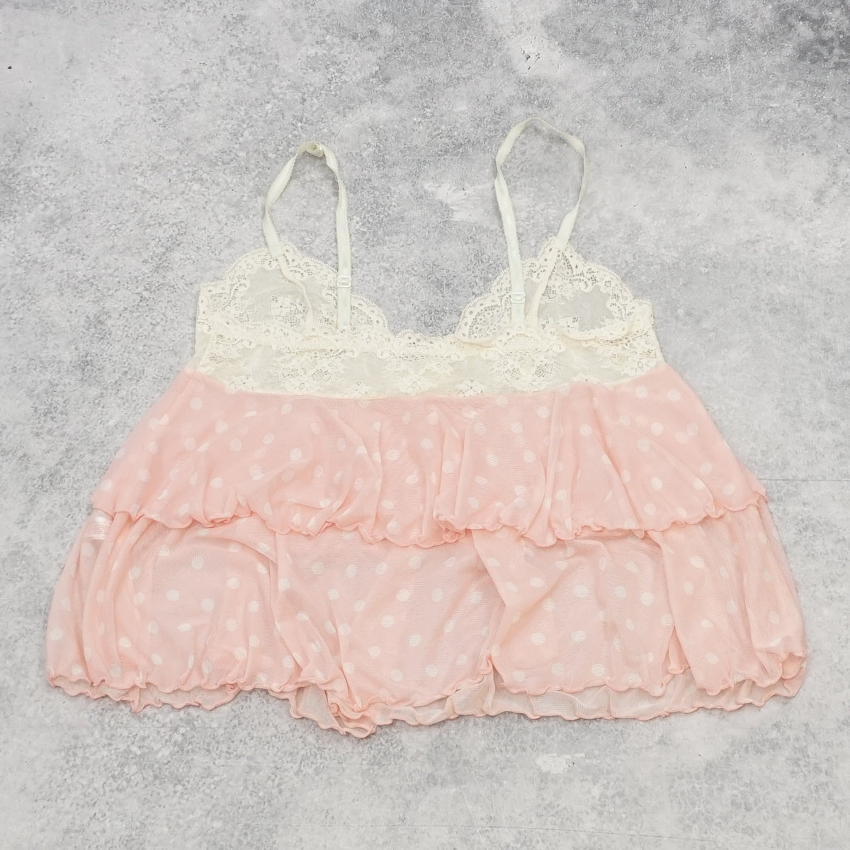 2000s & Style Lace Tiered Polka Dot Cami Top