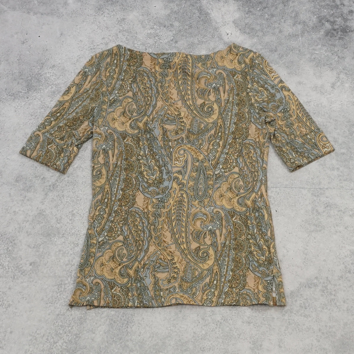 Ralph Lauren Lauren Paisley Stretch Cotton Boatneck T-Shirt Top