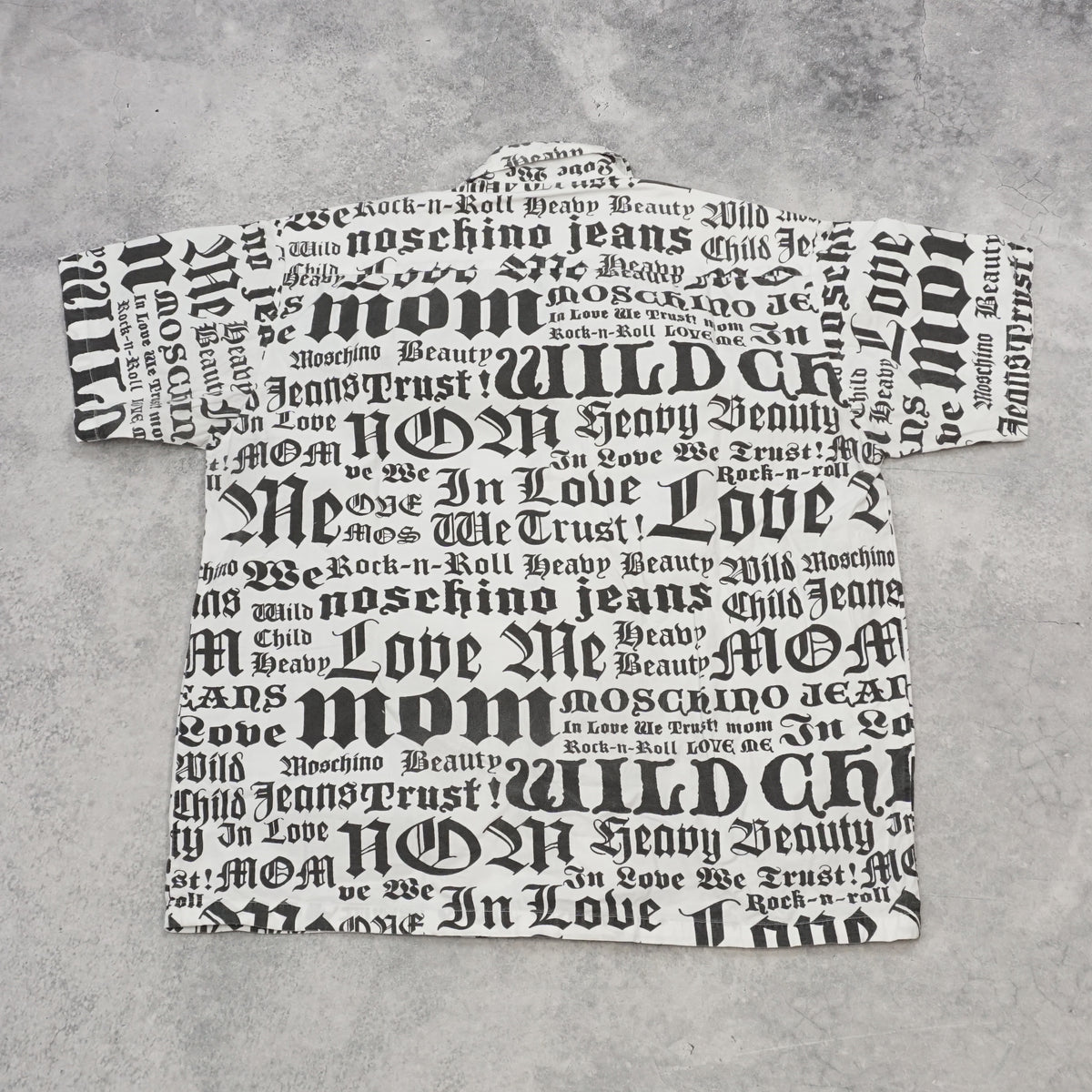 90s Moschino Jeans Text Print Button Up Shirt