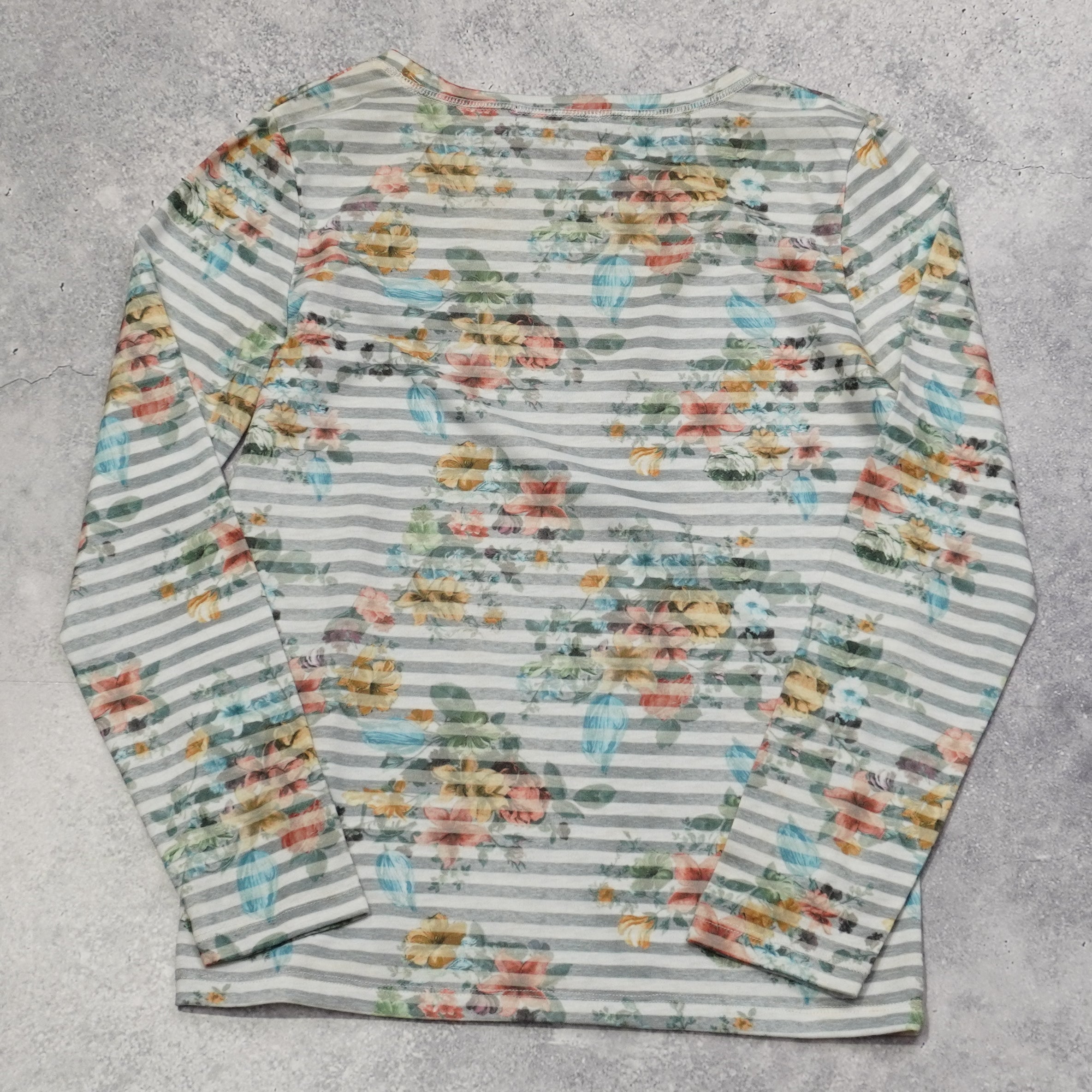 2000s Comme Ca Ism Striped Floral T-Shirt