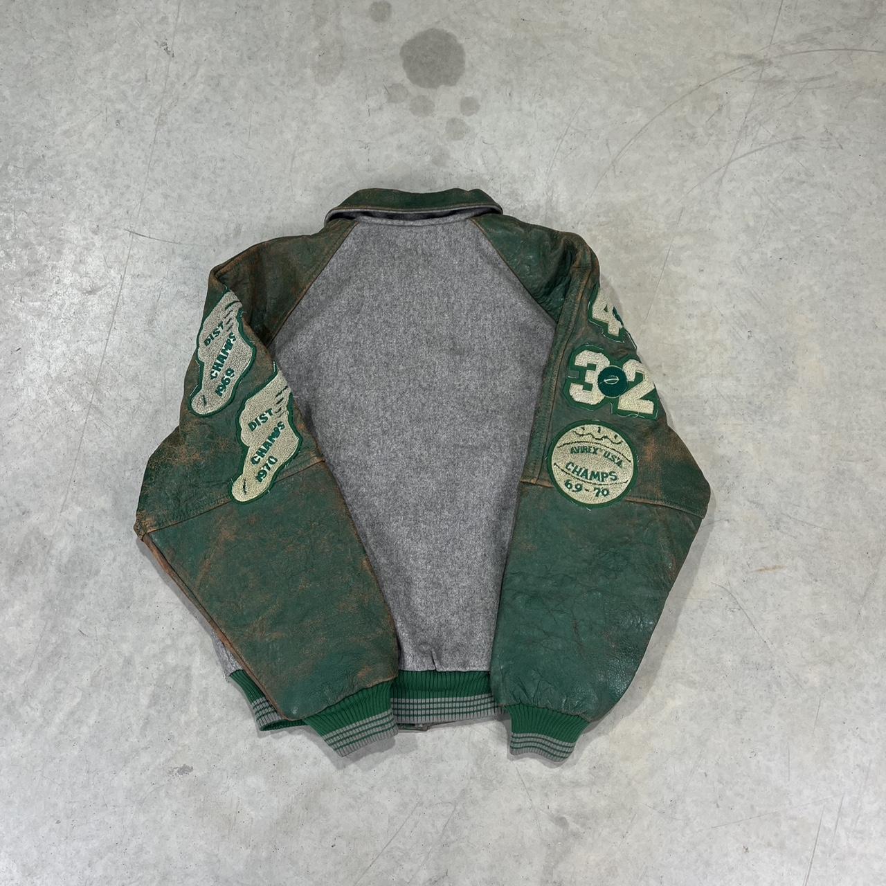 90s Avirex Embroidered Leather Varsity Jacket