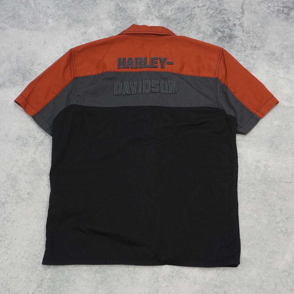 2000s Harley-Davidson Colourblock Embroidered Button Up