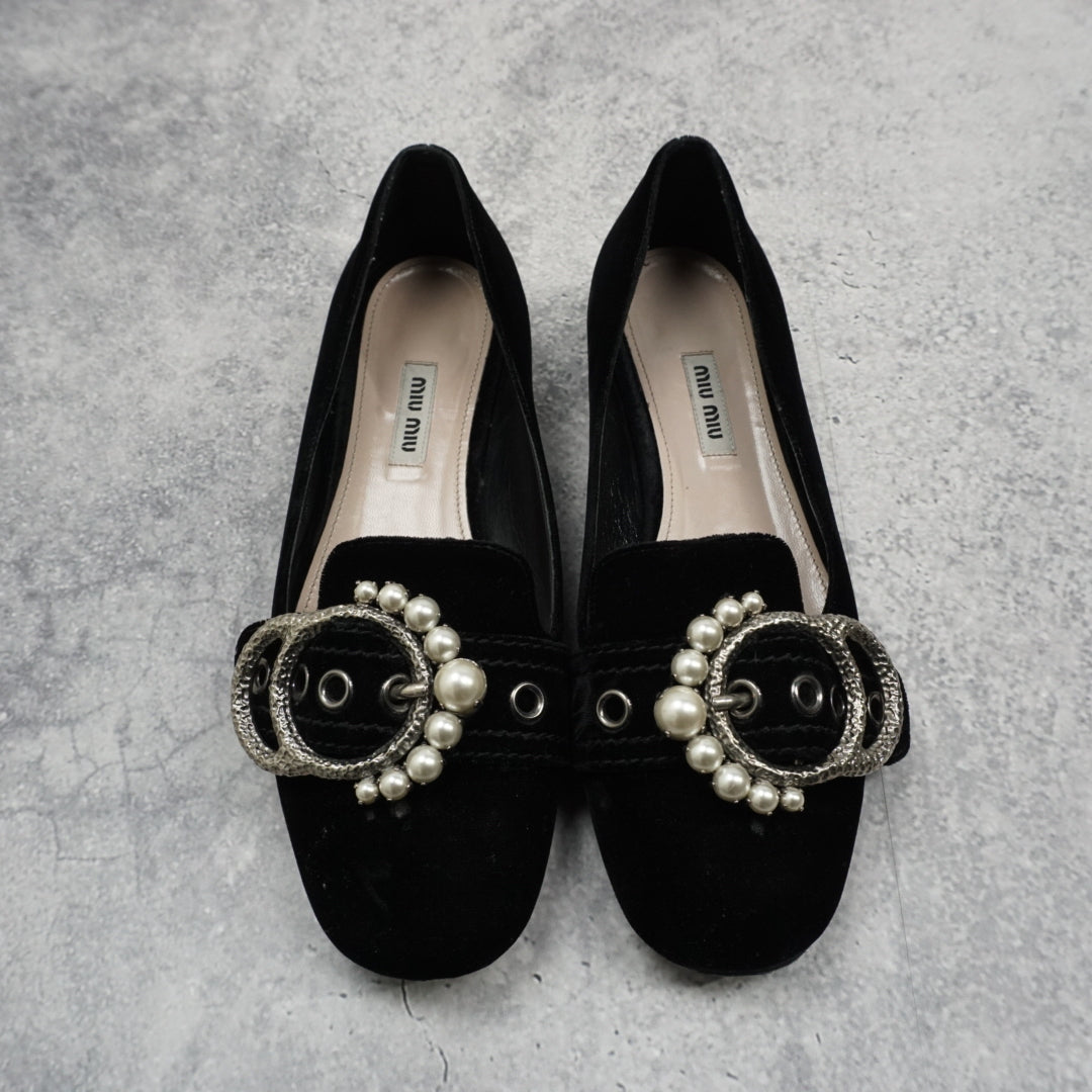 Miu Miu Velvet Flats Shoes