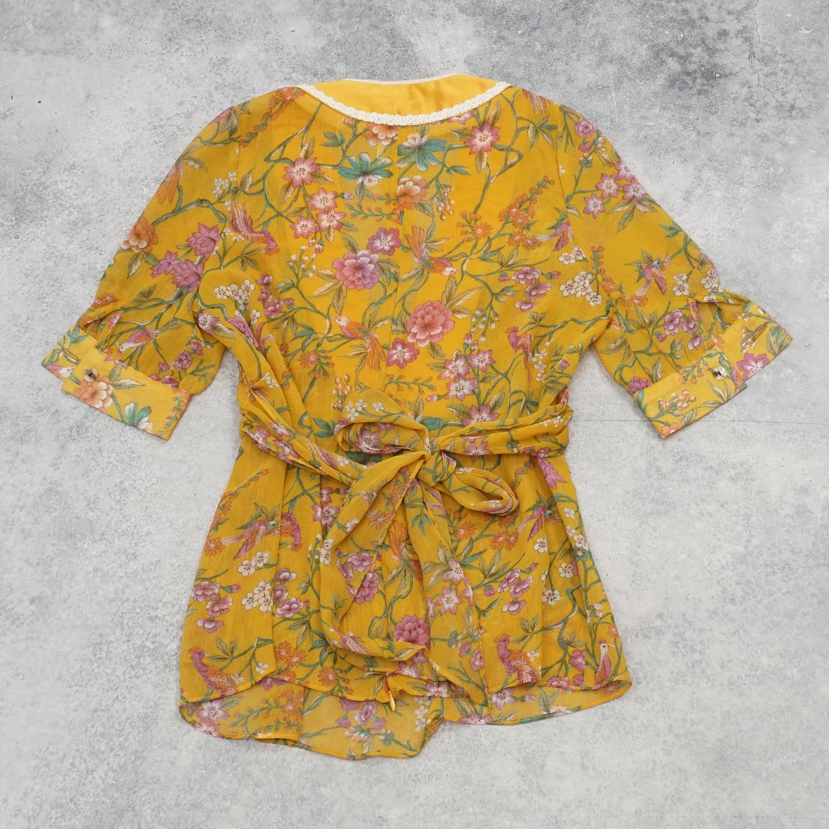 90s Chanel Boutique Floral Belted Blouse