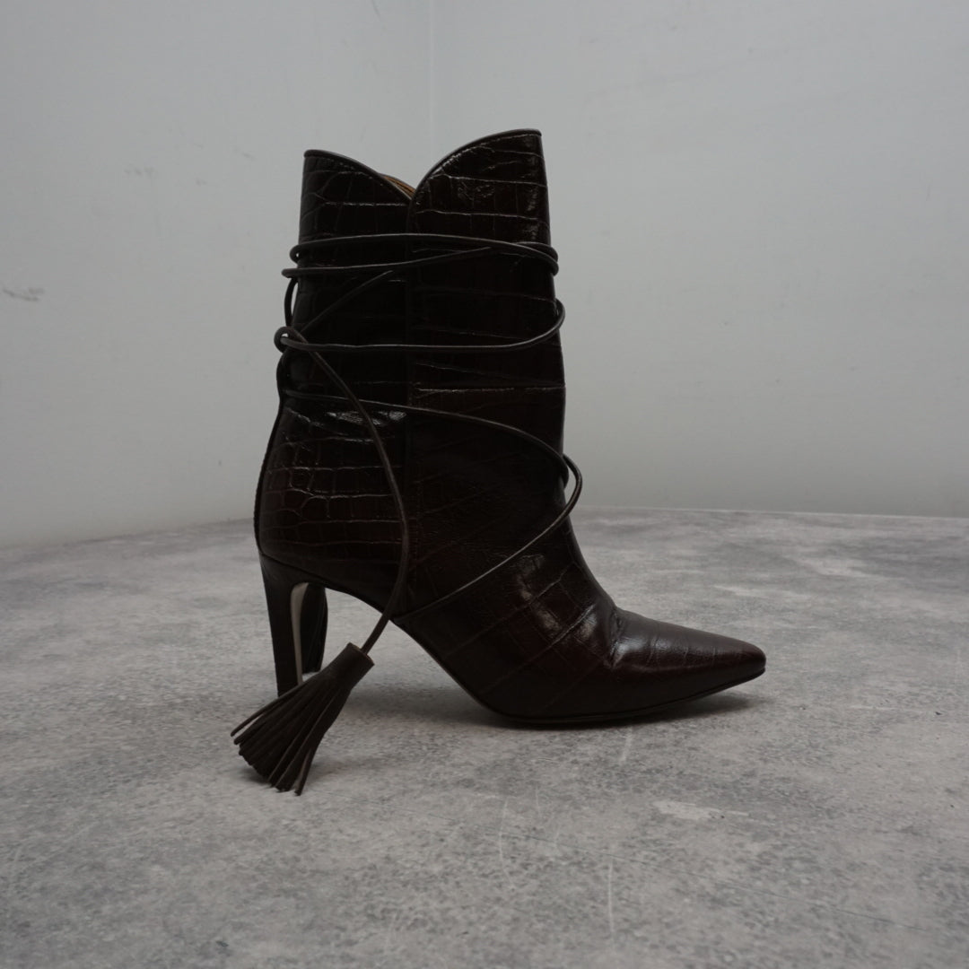 Zimmermann Croc Embossed Tassel Wrap Boots
