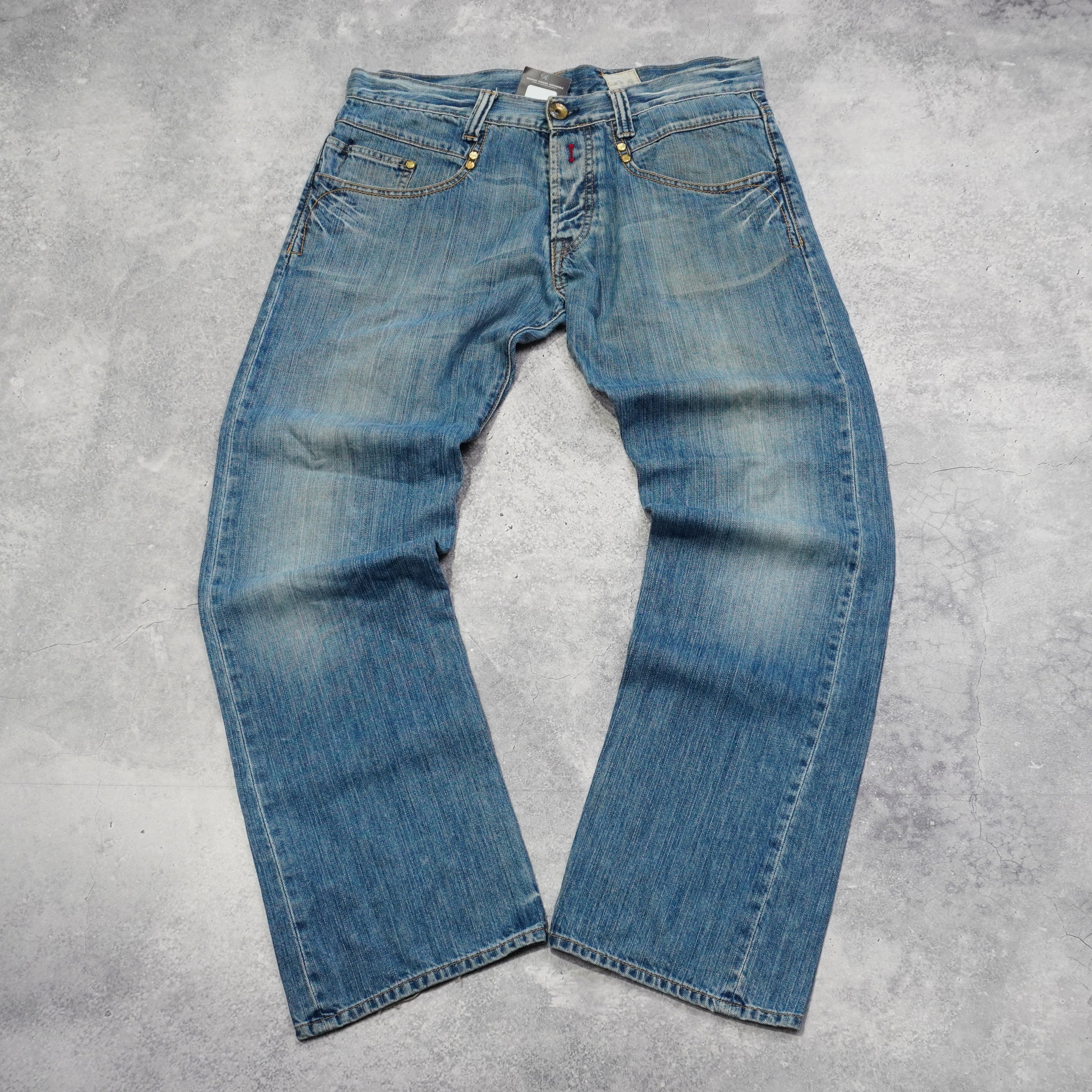 2000s Replay Flared Bottom Embroidered Jeans