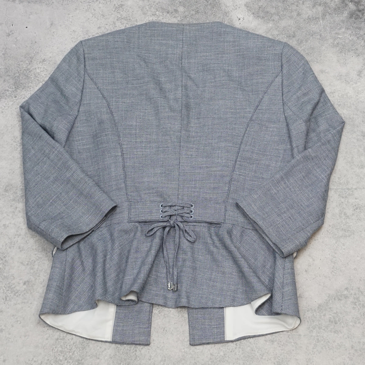 White / Black Waterfall Peplum Blazer