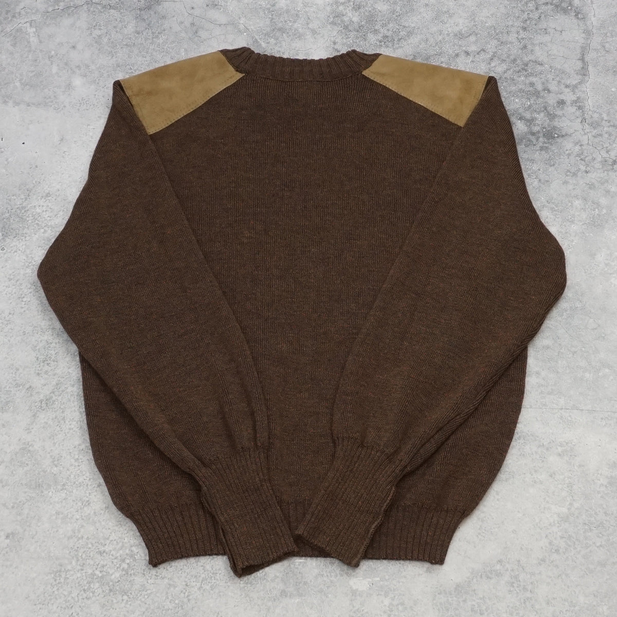 80s Burberry Wool Suede Shoulder Patch Sweater