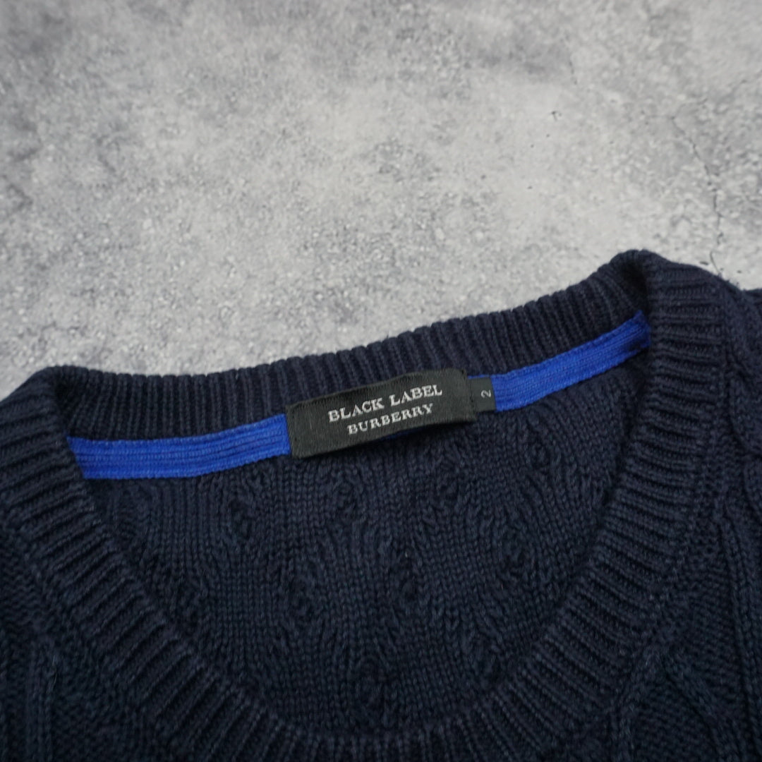 2000s Burberry Black Label Cable Knit Sweater