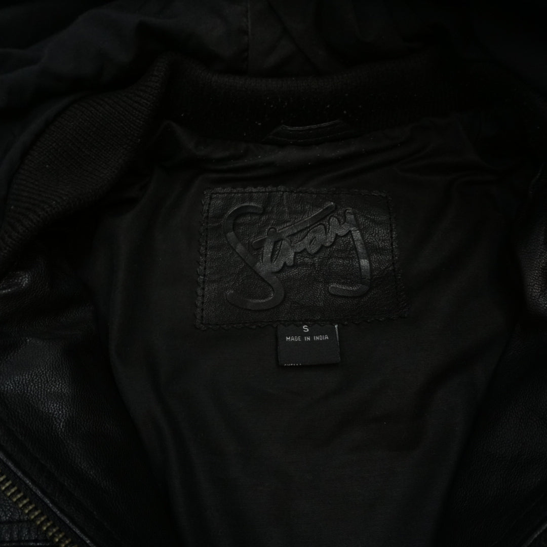 2000s Stray Hooded Bomber Leather Jacket