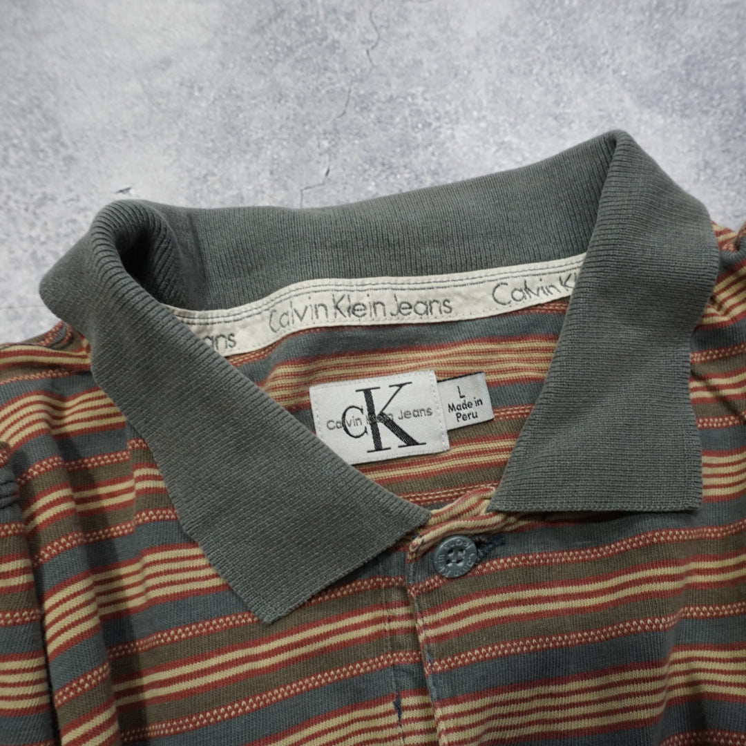 2000s Calvin Klein Striped Polo
