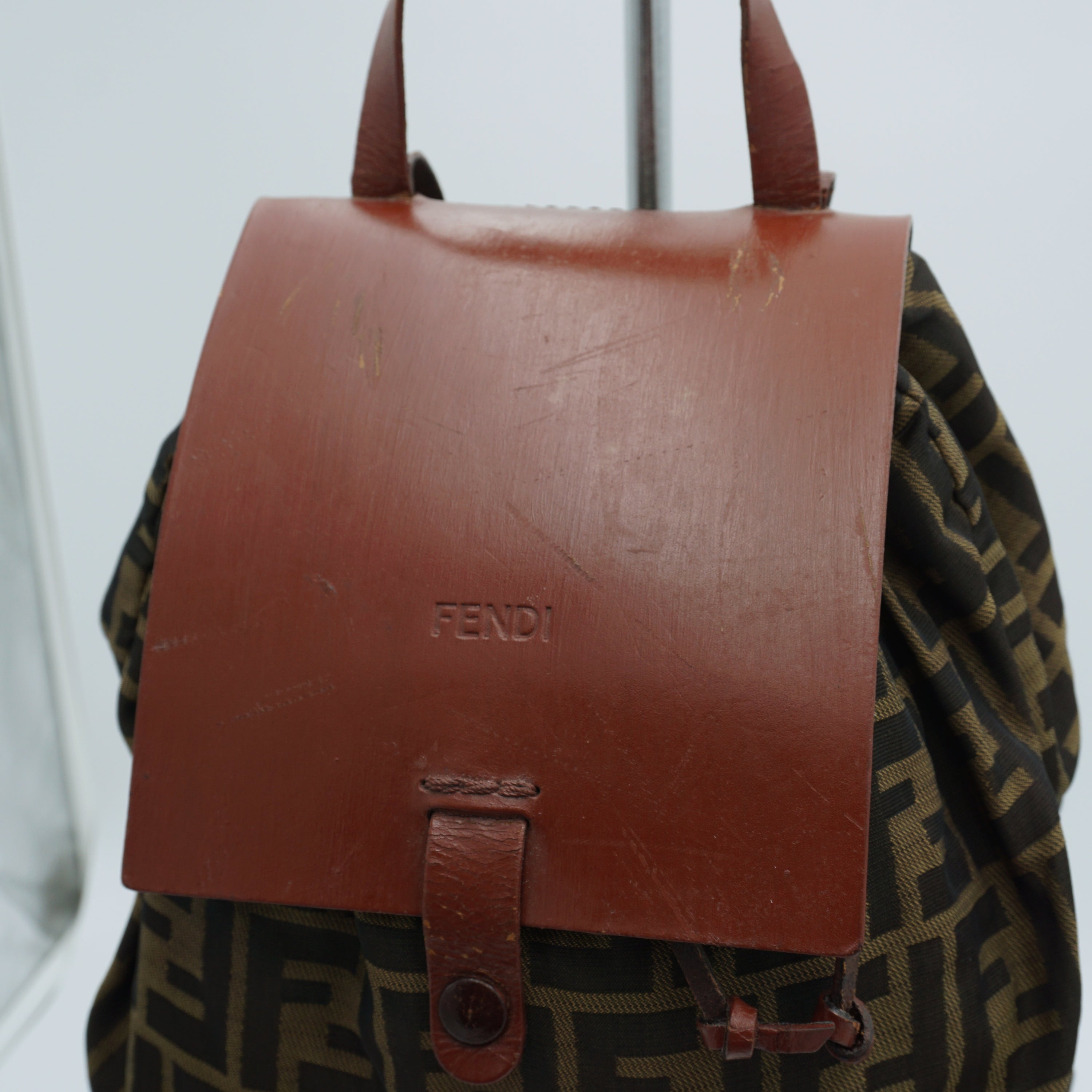 2000s Fendi Zucca Drawstring Backpack
