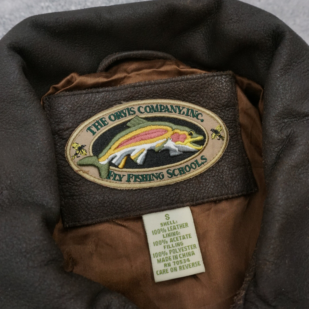 90s The Orvis Company Flight Leather Jacket Bomber