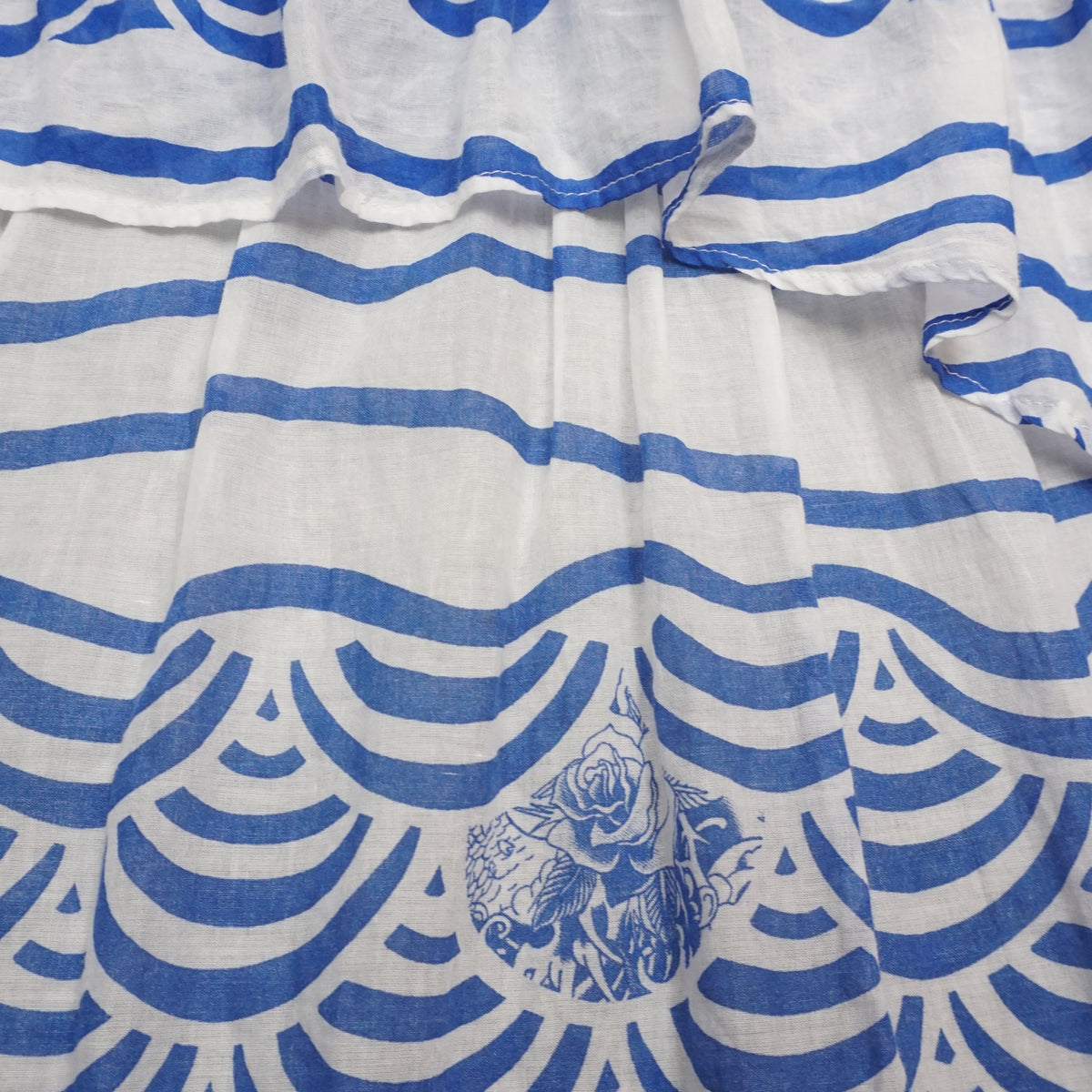 Junior Gaultier Wave Print Tiered High Low Maxi Skirt