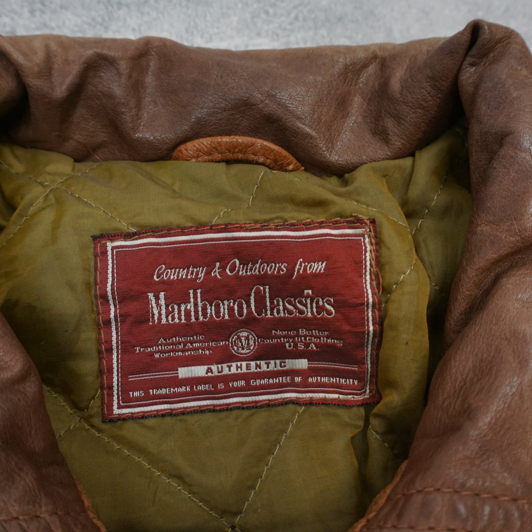 90s Marlboro Classics Quilted Lined Leather Jacket