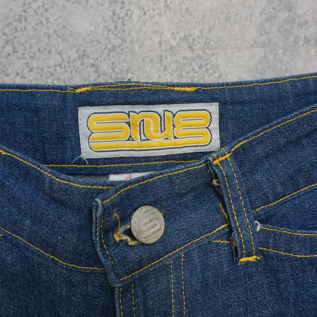 2000s Snug Flare Yellow Stitch Jeans