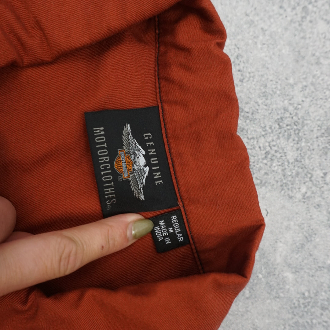 2000s Harley-Davidson Colourblock Embroidered Button Up