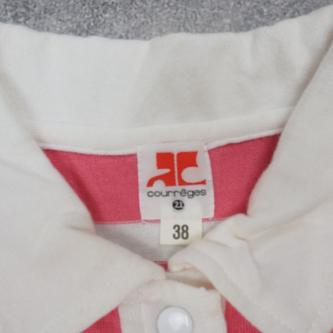 2000s Courreges Striped Sleeveless Polo Tank Top