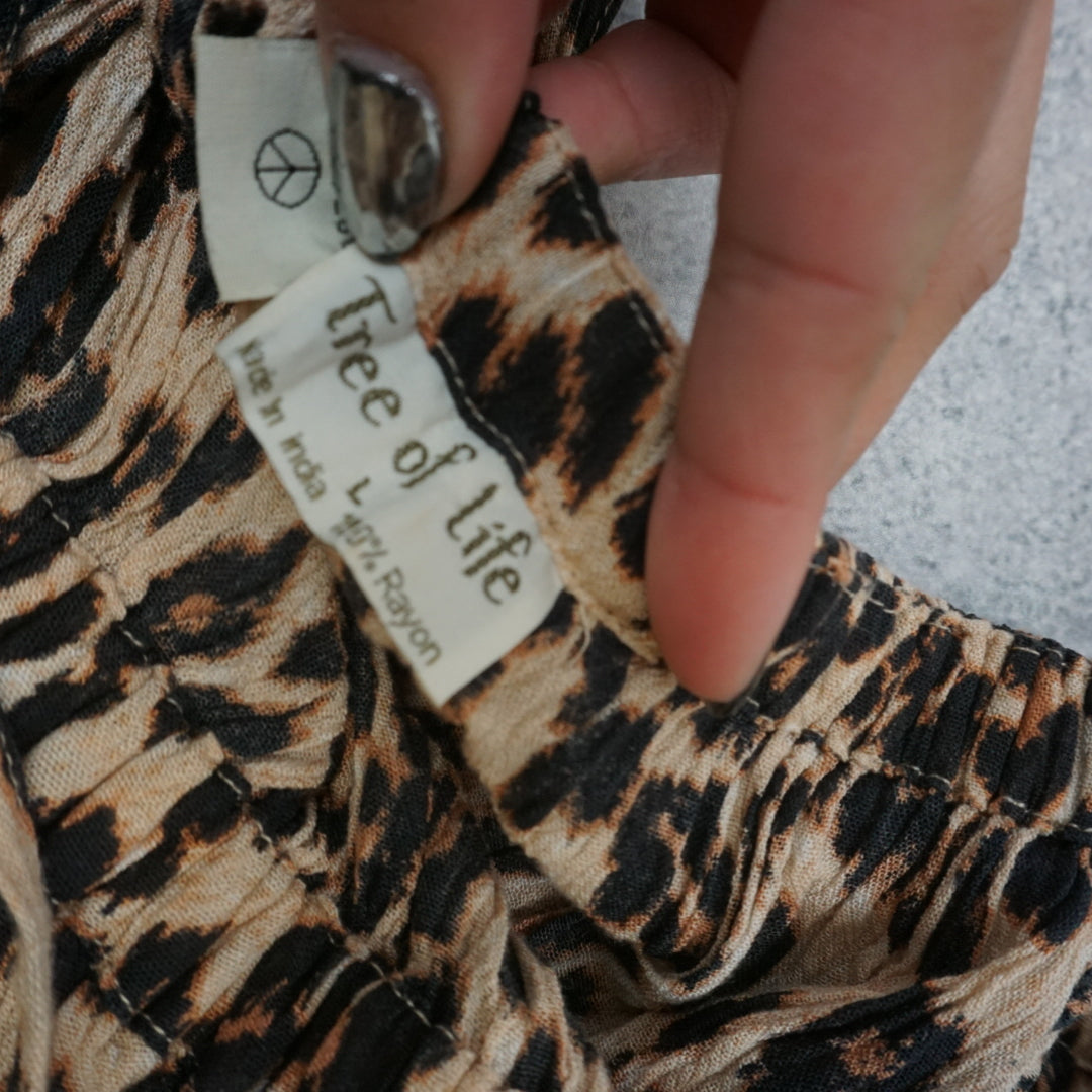 Tree of Life Leopard Print Halter Dress