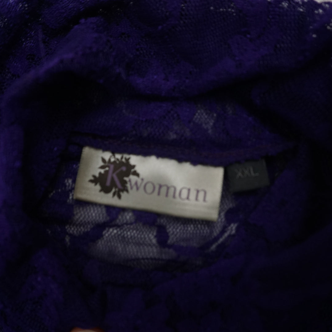 K Woman Lace Overlay Top Turtleneck