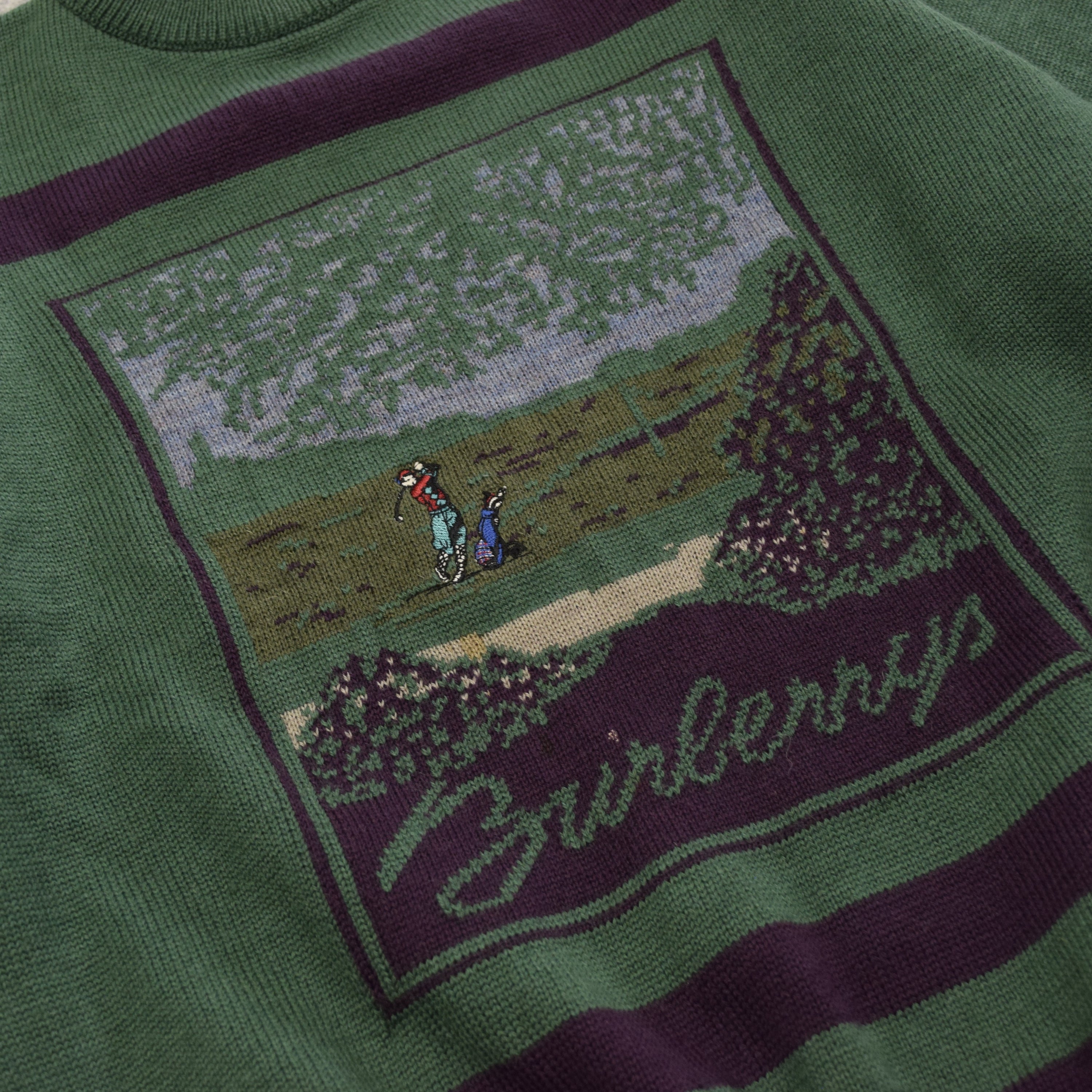 90s Burberrys Embroidered Scene Knit