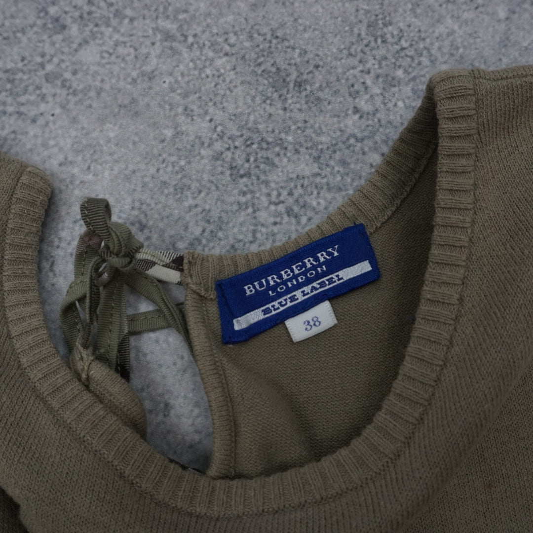 2000s Burberry London Blue Label Tie Neck Knit Vest Top