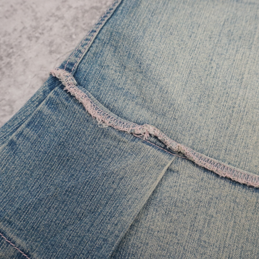2000s Beltissima Distressed Denim Skirt