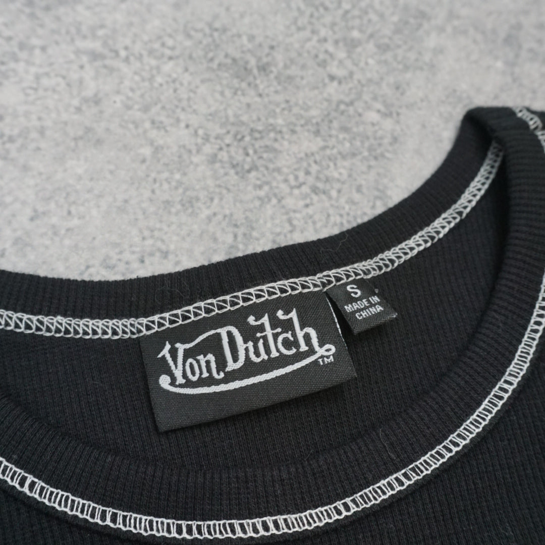 Von Dutch Rhinestone Ribbed Tank Top