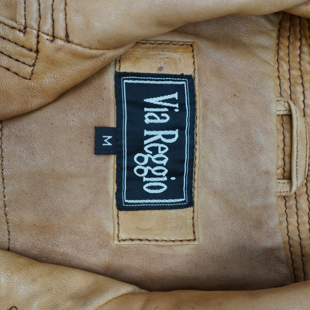 2000s Via Reggio Belted Safari Leather Jacket