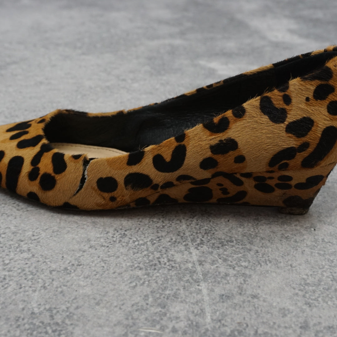 rmk Leopard Print Wedge Pony Hair Heels