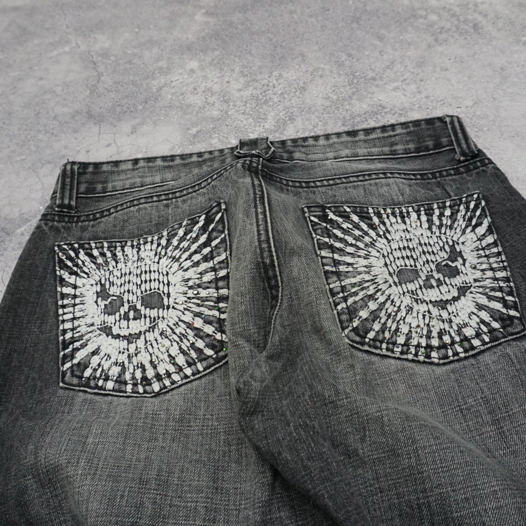 Philipp Plein Skull Embroidered Jeans