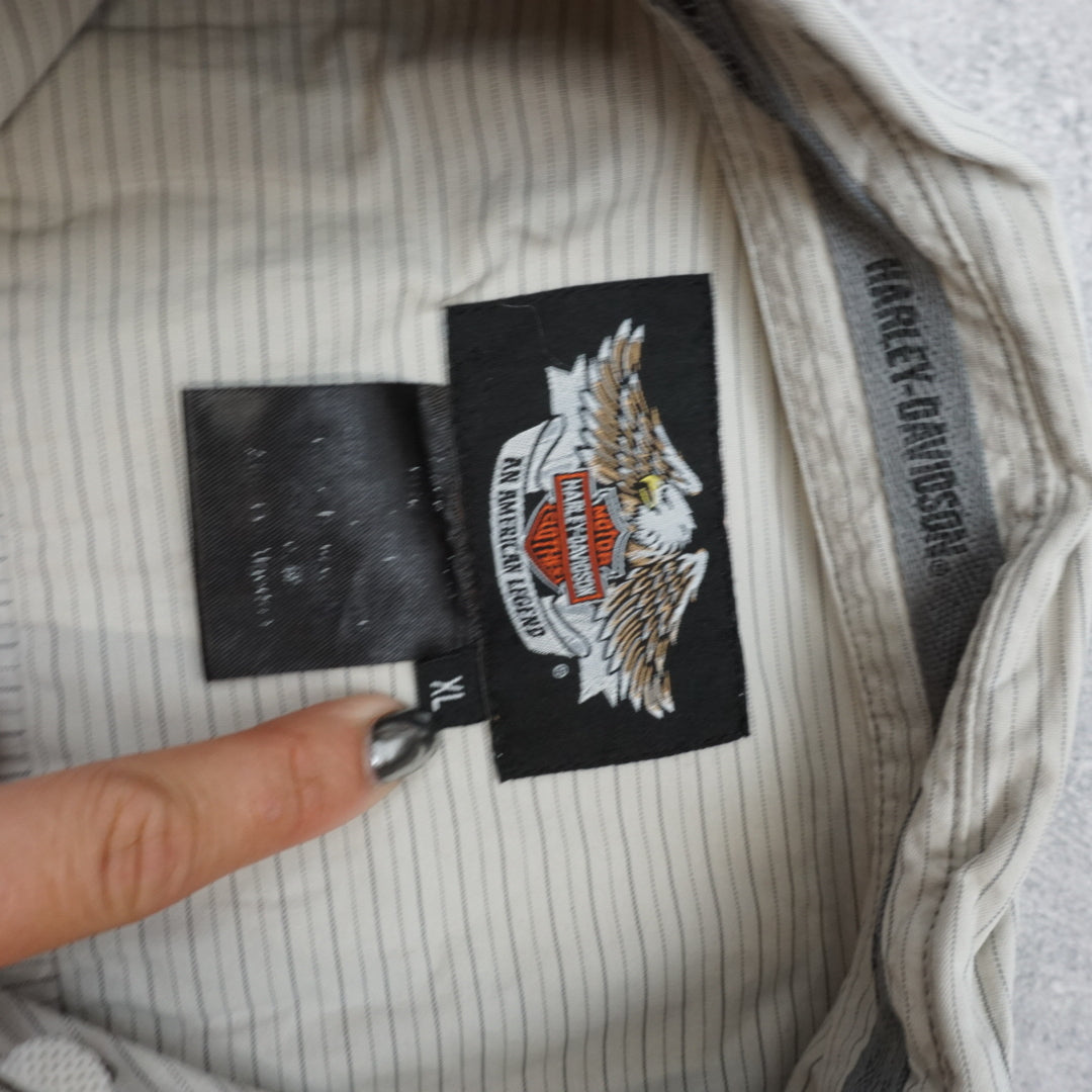2000s Harley-Davidson Pinstripe Short Sleeve Button Up Shirt