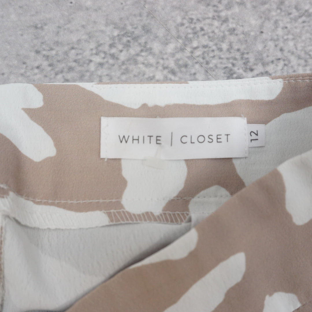 White Closet Wide Leg Patterned Pants