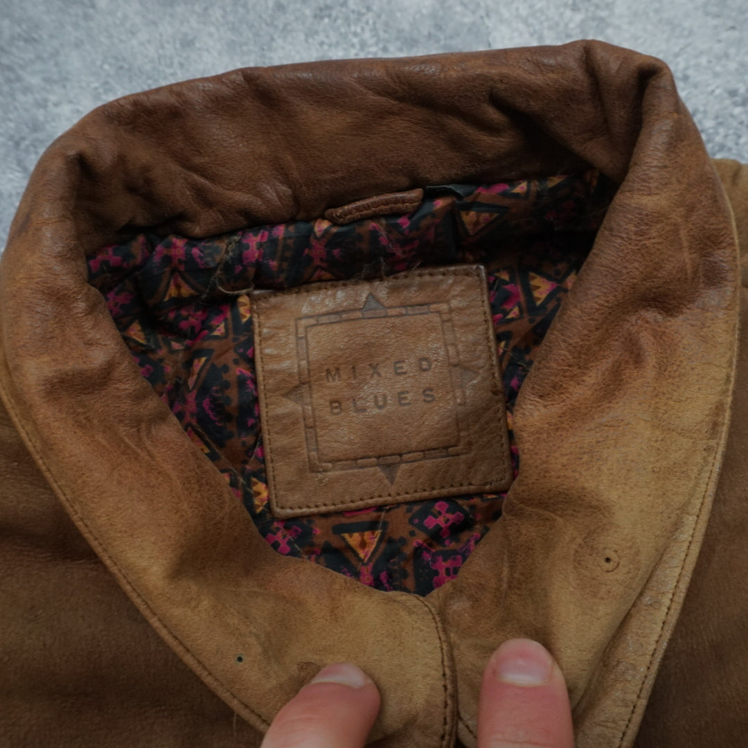 90s Mixed Blues Leather Jacket