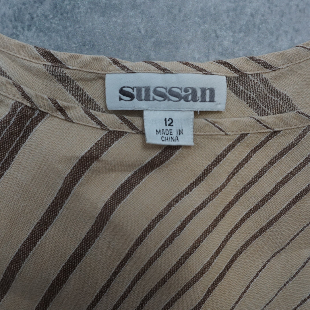 2000s Sussan Striped Slip Midi Dress