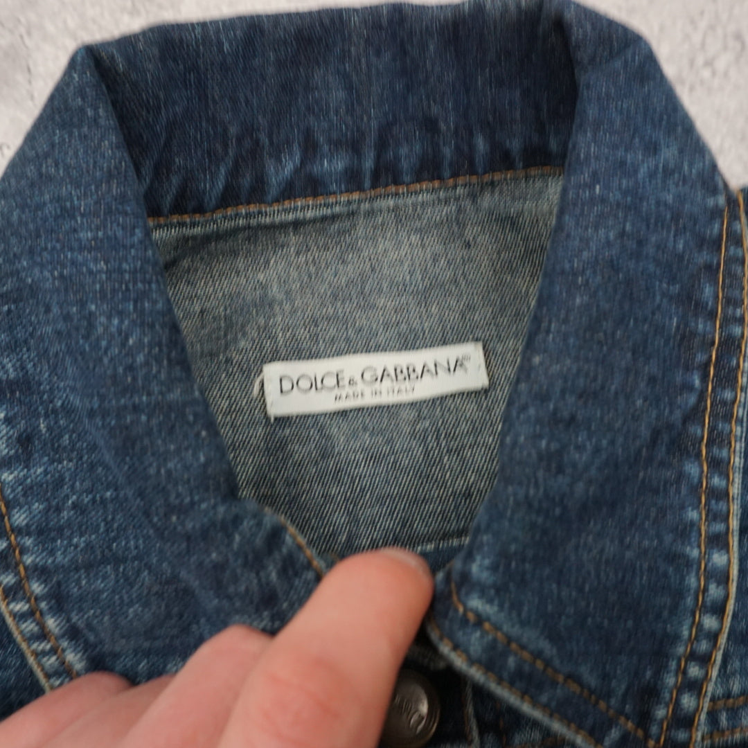 2000s Dolce & Gabbana Rhinestone Denim Jacket