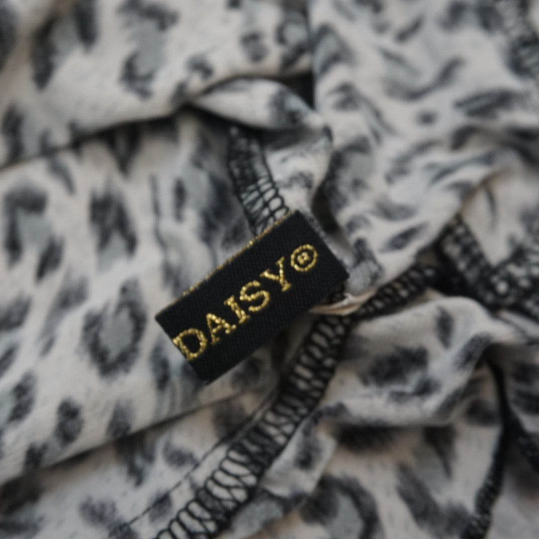 2000s Daisy Leopard Print Halter Ruffle Top