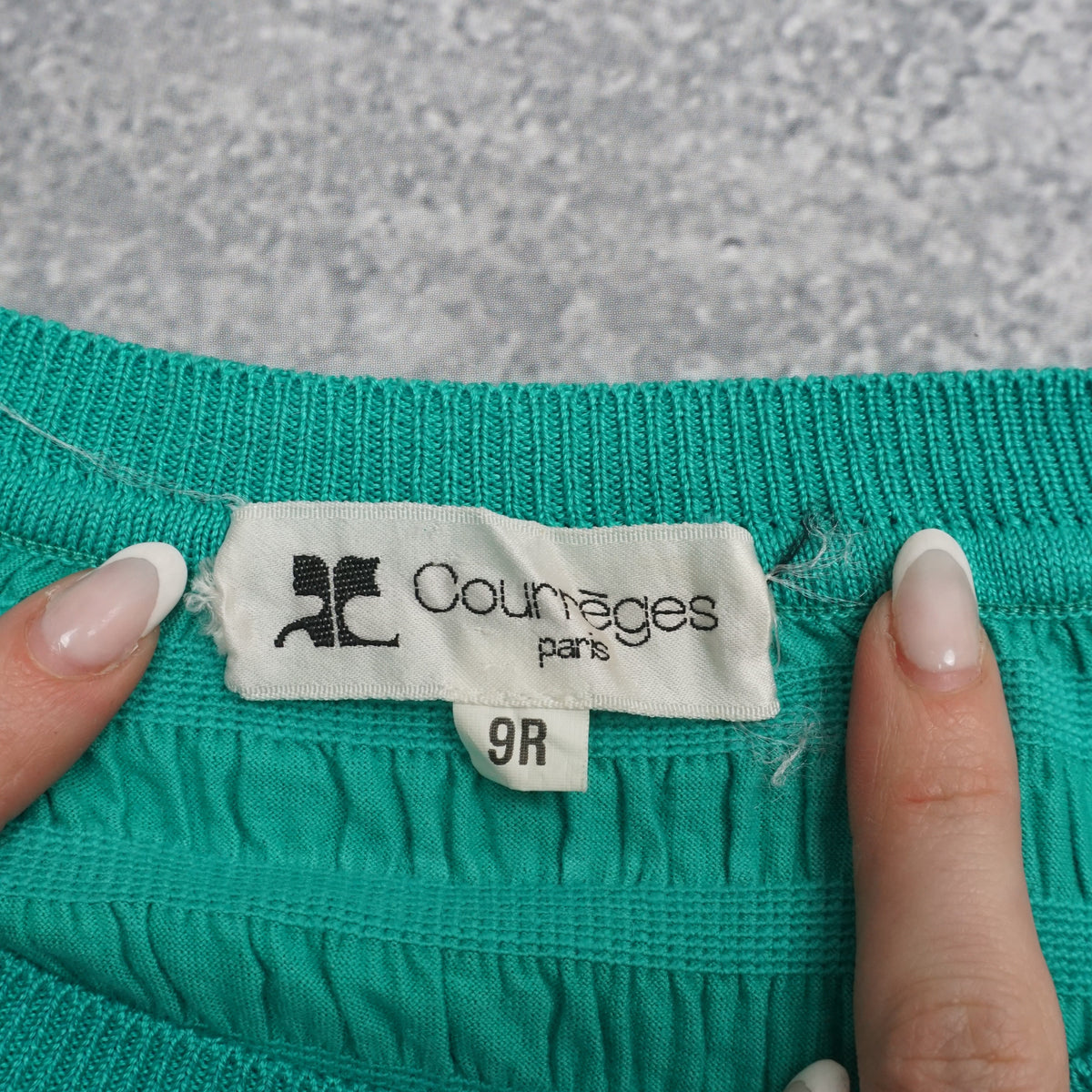 90s Courrèges Green Crinkle Tank Top
