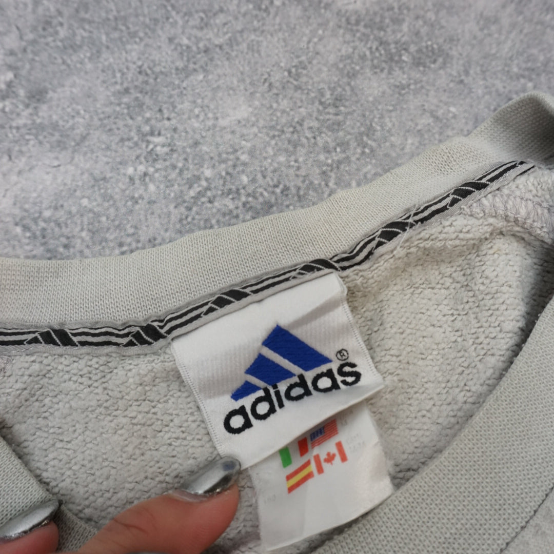 90s Adidas Three Stripe Embroidered Crewneck