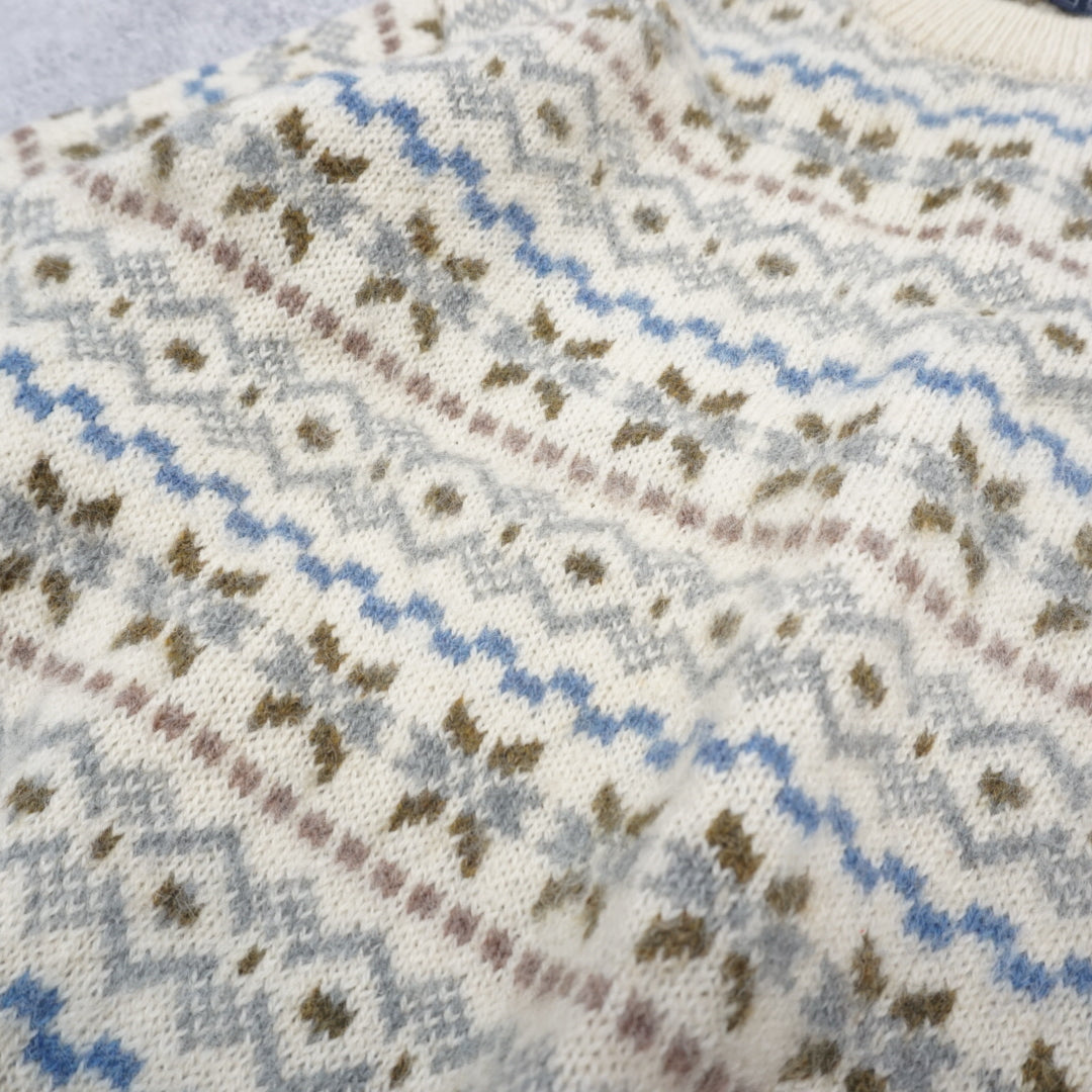 80s British Piper Fair Isle Patterned Sweater