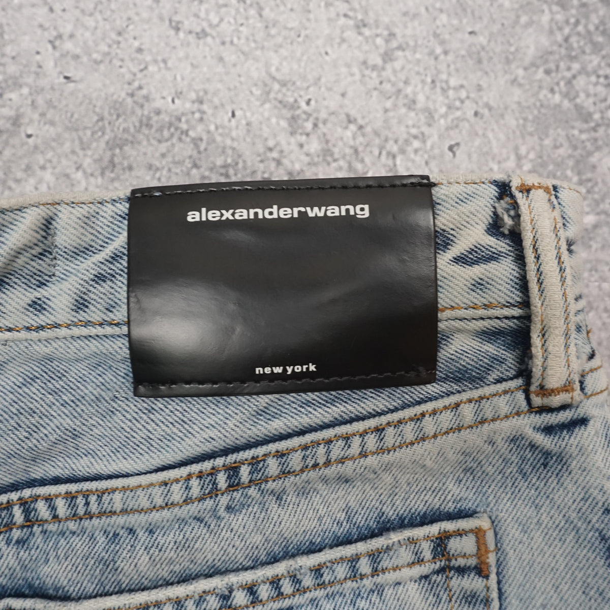 Alexander Wang Denim Frayed Back Zip  Shorts