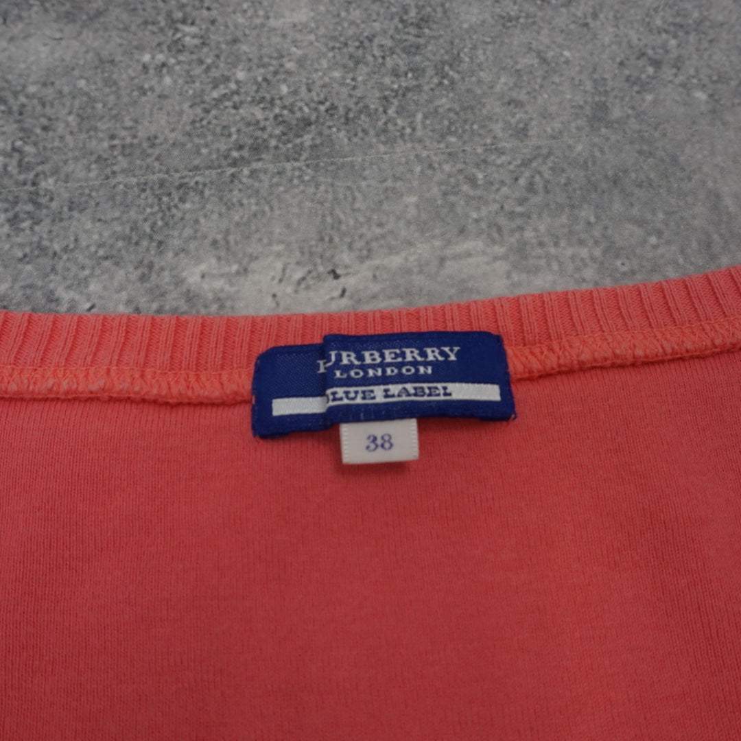 2000s Burberry London Blue Label Fitted Scoop Neck T-Shirt