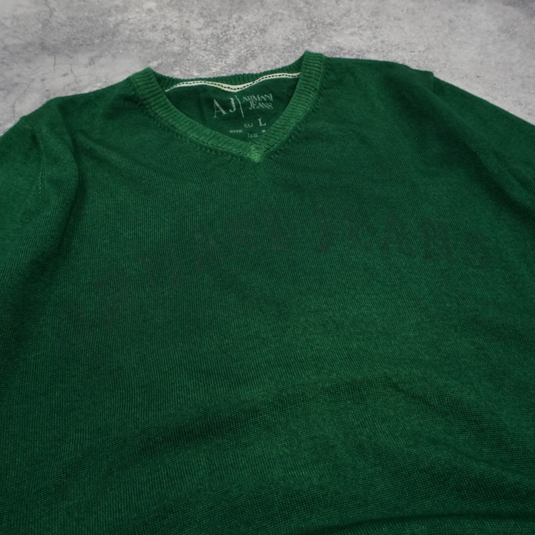 2000s Armani Jeans V-Neck Wool Knit Sweater