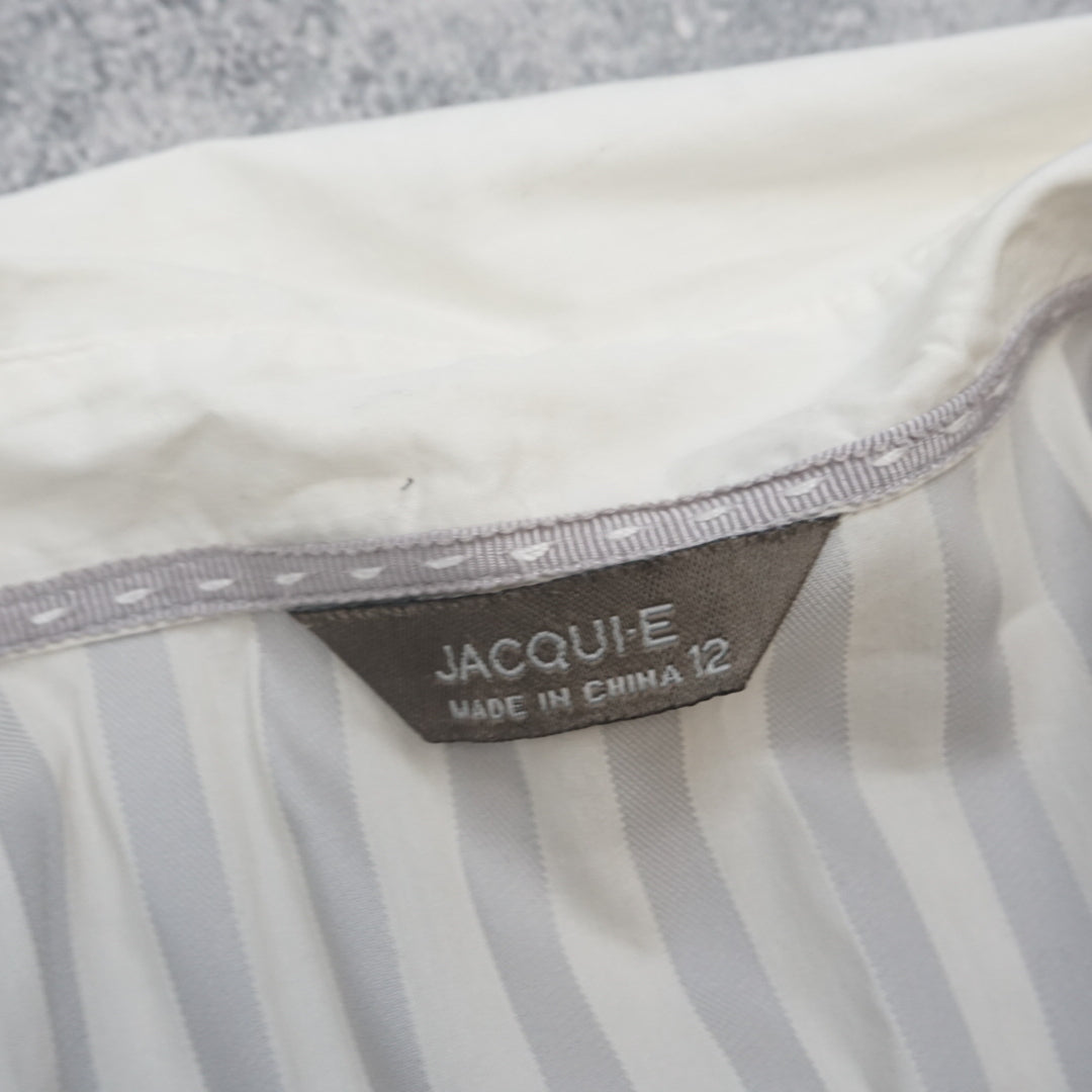 Jacqui-E Striped Short Sleeve Blouse