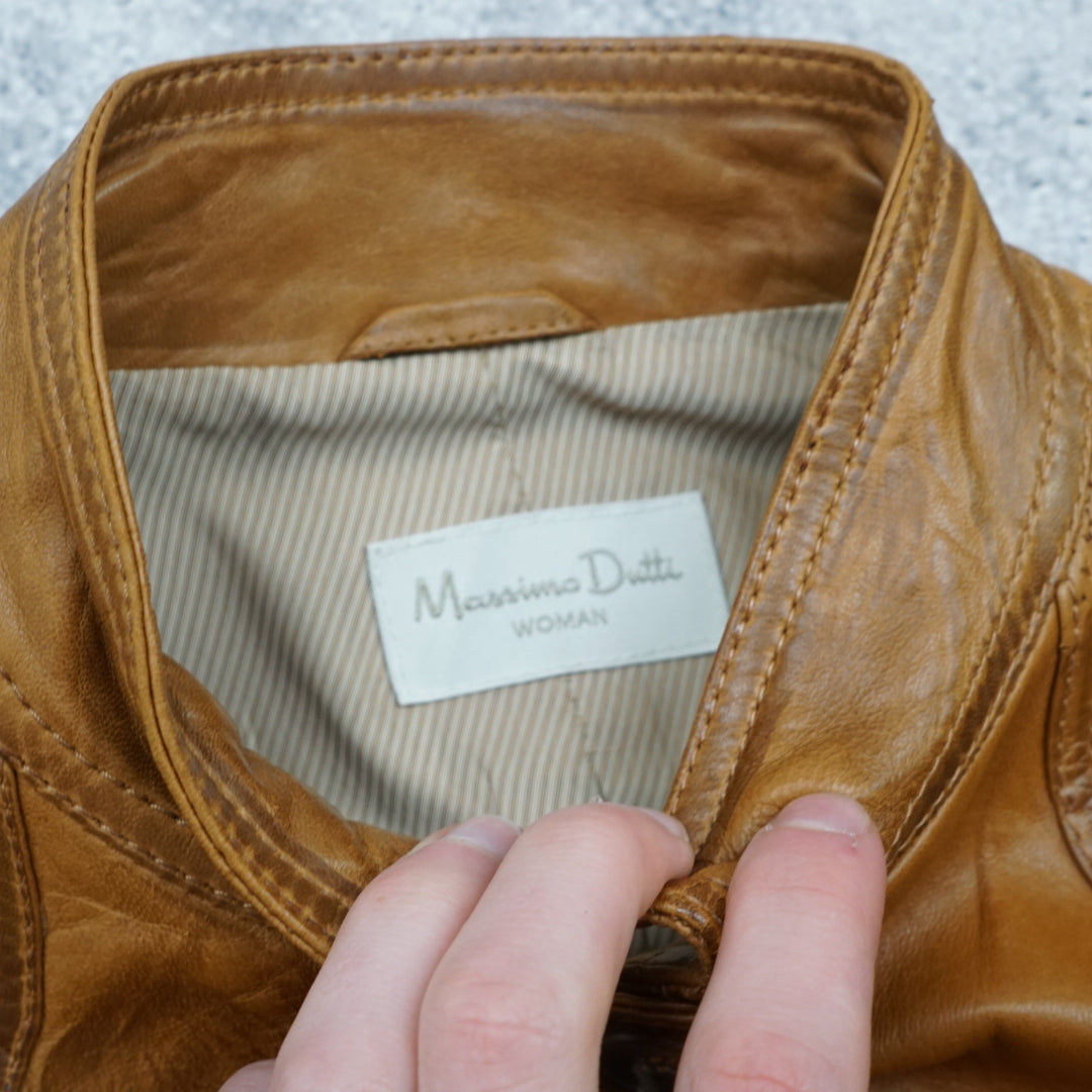 2000s Massimo Dutti Sheepskin Leather Jacket