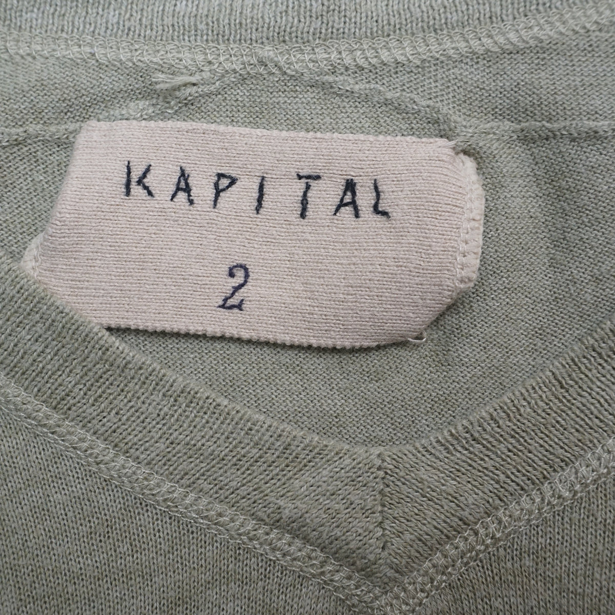 Kapital Green V-Neck T-Shirt