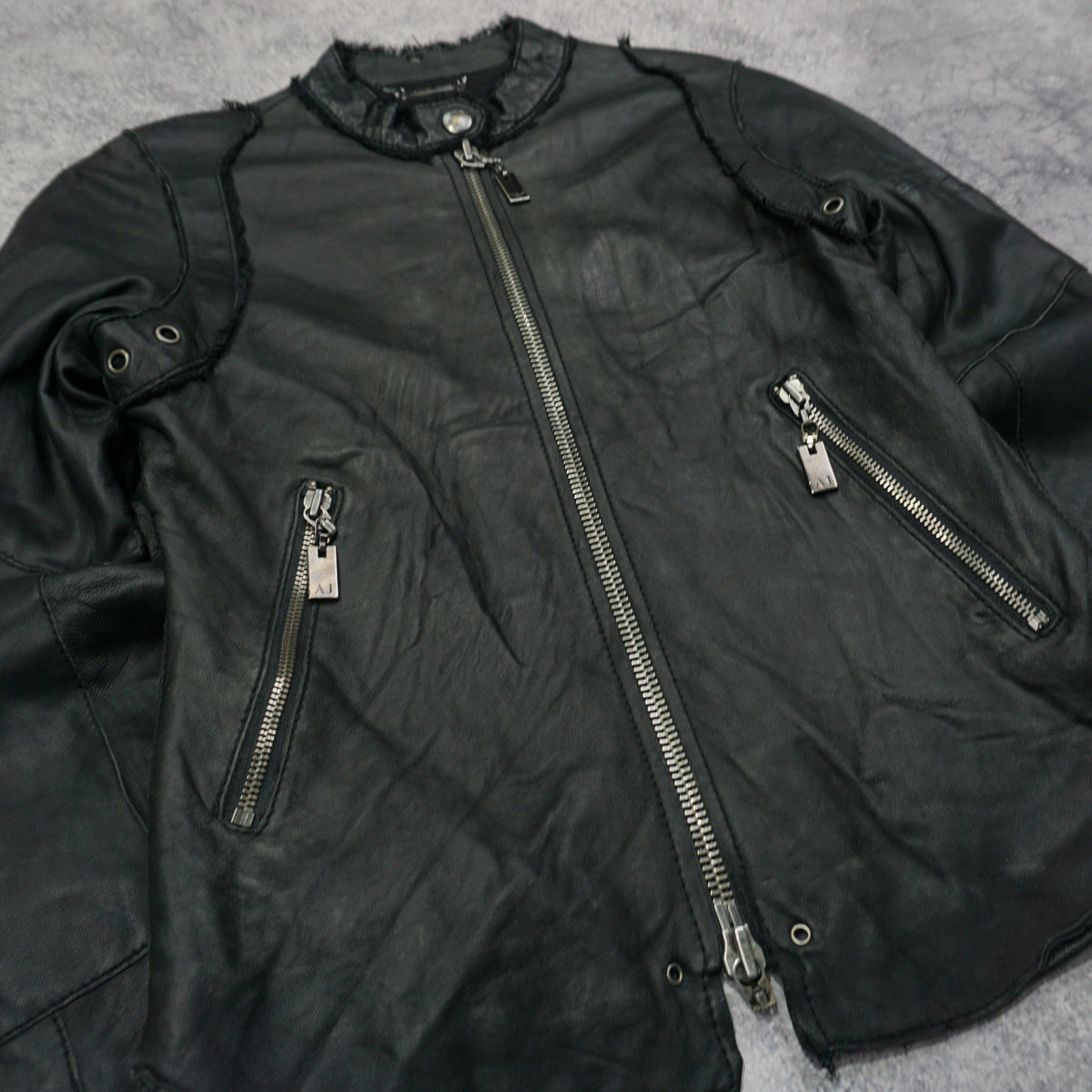 2000s Armani Jeans Embossed Leather Jacket