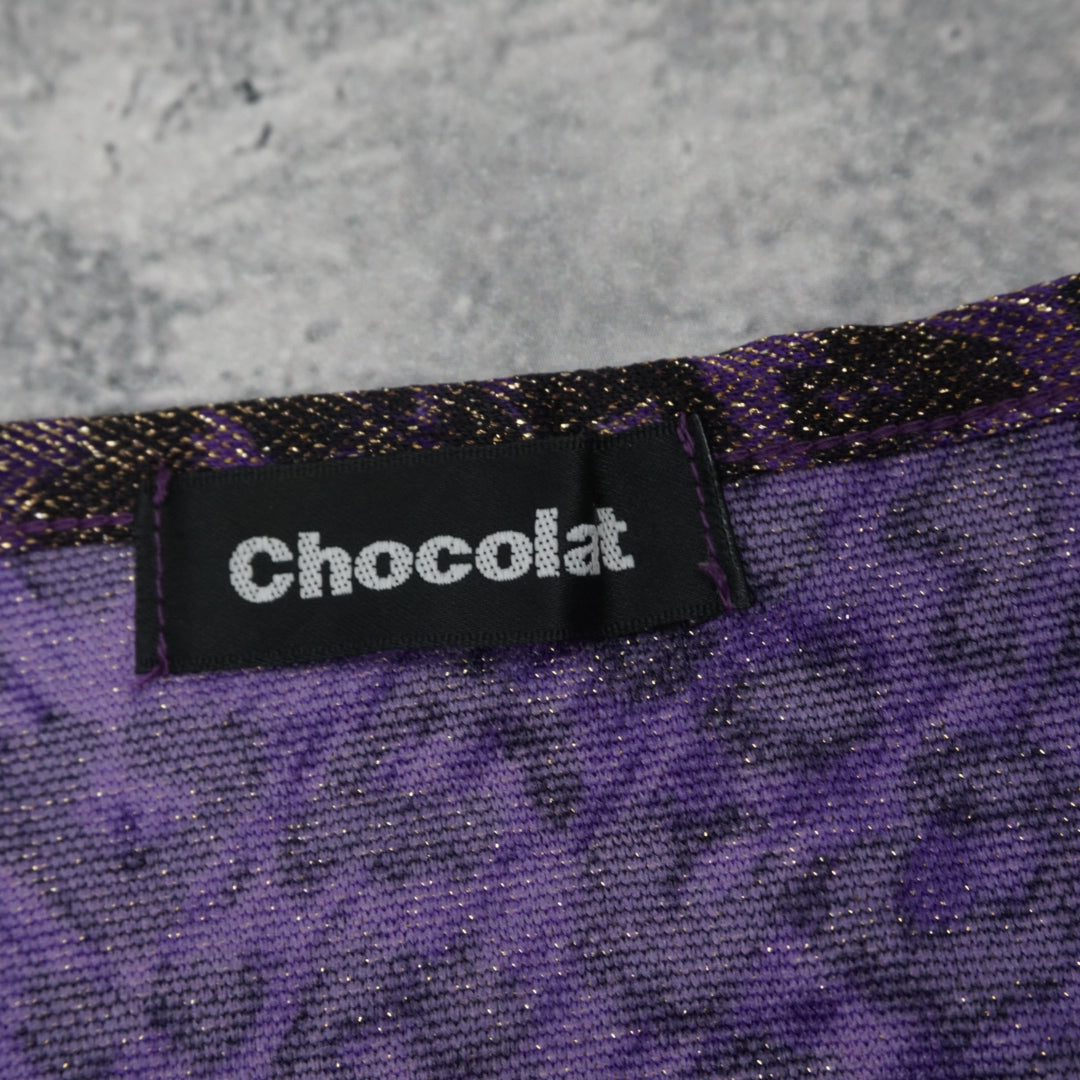 2000s Chocolat Leopard Print Glitter Top